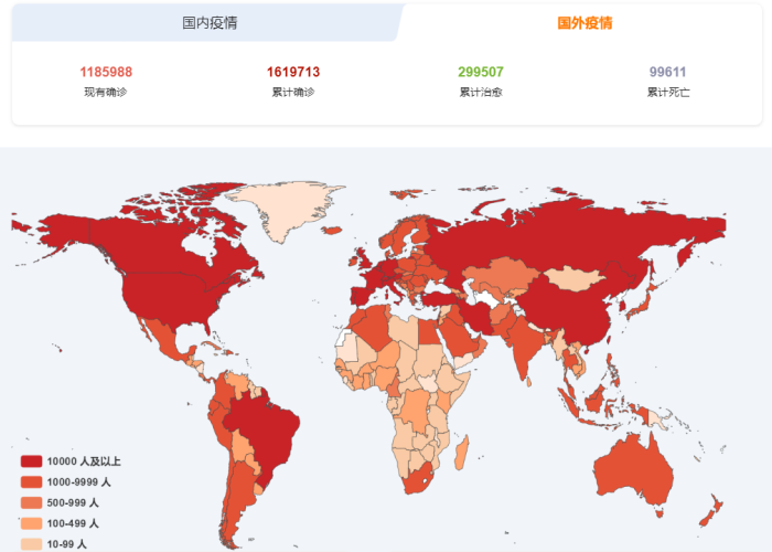全球疫情最新数据消息地图查询，全球疫情最新情况地图